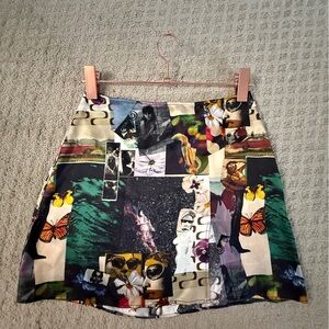 Reformation Black and Yellow Mini A-line Skirt